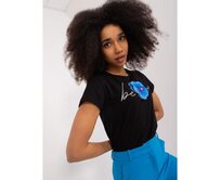 Dámské tričko s 3D aplikacemi BASIC FEEL GOOD černé Černá, S/M