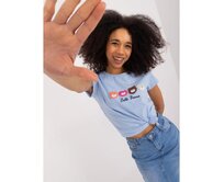 Dámské tričko s nápisem BASIC FEEL GOOD světle modré Světle modrá, S/M