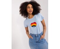 Dámské tričko s výšivkou BASIC FEEL GOOD světle modré Světle modrá, L/XL
