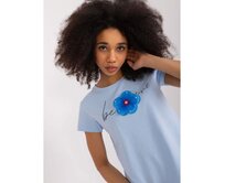 Dámské tričko s výšivkou BASIC FEEL GOOD světle modré Světle modrá, L/XL