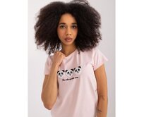 Dámské tričko s nápisem BASIC FEEL GOOD světle růžové Růžová, S/M