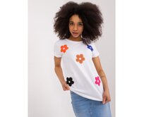 Dámské tričko s nášivkami BASIC FEEL GOOD bílé Bílá, L/XL