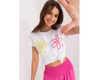 Dámské tričko s aplikací a perlami BASIC FEEL GOOD bílé Bílá, S/M