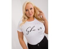Dámské tričko s kamínkovou aplikací plus size bílé Bílá, Univerzální