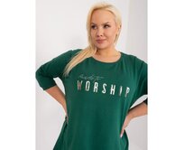 Dámská halenka plus size s aplikací tmavě zelená Tmavě zelená, Univerzální