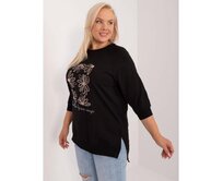Dámská halenka s aplikací ležérní plus size černá Černá, Univerzální