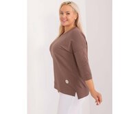 Dámská halenka s kulatým výstřihem plus size hnědá Hnědá, Univerzální