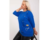 Dámská halenka plus size bavlněná s kapsičkou kobaltová Modrá, Univerzální