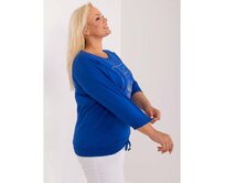 Dámská halenka plus size bavlněná pro volný čas s kapsami kobaltová Modrá, Univerzální