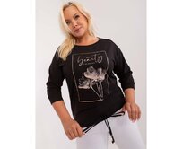 Dámská halenka plus size bavlněná s potiskem černá Černá, Univerzální
