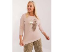 Dámská halenka plus size s potiskem béžová Béžová, Univerzální