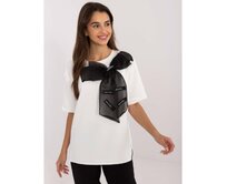 Dámská halenka s krátkými rukávy společenská ecru-černá Vícebarevný, L/XL