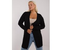 Dámský kardigan s dlouhými rukávy plus size černý Černá, XL/XXL