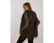 Dámská vesta se zapínáním na háčky a očka kožešinová khaki Khaki, S/M