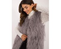Dámská vesta s podšívkou a kožešinou šedá Šedá, L/XL