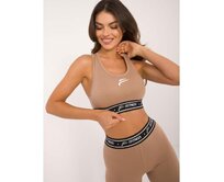 Dámský top s potiskem FOR FITNESS tmavě béžový Vícebarevný, L