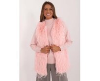 Dámská vesta s kapsami kožešinová světle růžová Růžová, M/L