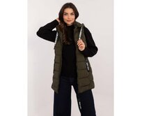 Dámská vesta s odnímatelnou kapucí dlouhá khaki Khaki, S