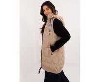 Dámská vesta na zip dlouhá prošívaná béžová Béžová, M