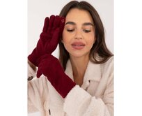 Dámské rukavice se vzorem bordó Kaštanová, S/M