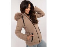 Béžová prošívaná přechodová bunda s kožešinou Béžová, 2XL