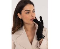 Černé dámské rukavice s mašlí Černá, L/XL