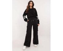 Černé široké cargo tepláky SUBLEVEL Černá, M