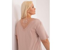 Dámská halenka s krajkou na zádech plus size FURA béžová Béžová, XL