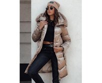 Dámská zimní bunda ULTRAWAY prošívaná s kapucí velbloudí barva Karamelová, XL