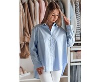 Dámské tričko oversize s prodlouženým zadním dílem BLUOSIZE modré Světle modrá, M