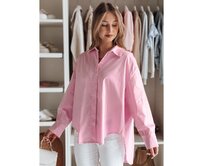 Dámské tričko oversize s prodlouženým zadním dílem BLUOSIZE růžové Růžová, M