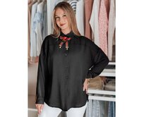 Dámská košile oversize s motýlkem LOSANDO černá Bílá, Univerzální