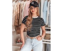 Dámské pruhované základní tričko LINESS černé Černá, L/XL