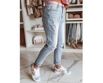 Dámské džínové kalhoty mom fit DEMILOVE modré Modrá, L
