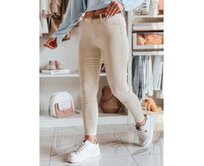 Dámské džínové kalhoty CLARET s páskem komplet světle béžové barvy Béžová, XL