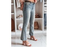 Dámské džínové kalhoty do zvonu s páskem FAREVIS modré Modrá, XL