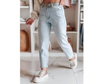 Dámské džíny mom fit kalhoty s páskem JEANMOM j. modrá Modrá, XS