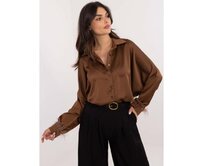 Hnědá elegantní oversize košile s rozparky Hnědá, Univerzální