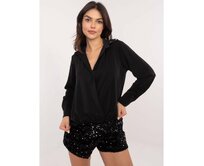 Černá elegantní košile s ozdobným límečkem Černá, Univerzální