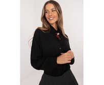 Černá dámská košile oversize s broží Černá, Univerzální