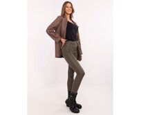 Khaki zateplené legíny z ekokůže Khaki, L