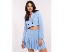 Světle modrá mini sukně s plisováním Světle modrá, L/XL