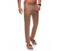 Pánské kalhoty chino teplákové P1355 hnědé Černá, 38