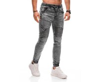 Pánské kalhoty joggers P1378 šedé Šedá, 38