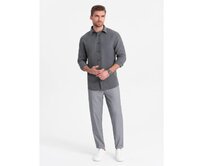 Pánské chino kalhoty s elastickým pasem V2 OM-PACP-0157 šedé Šedá, XL
