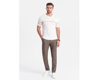 Pánské klasické chino kalhoty SLIM FIT tmavě béžové Béžová, S