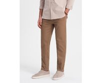 Pánské chino kalhoty klasického střihu V2 OM-PACP-0190 hnědé Hnědá, XL
