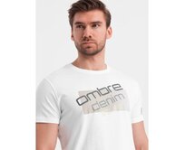 Pánské bavlněné tričko s logem V1 OM-TSPT-0139 bílé Bílá, XXL