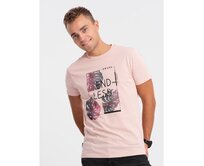Pánské tričko s potiskem PALE ROSE světle růžové Růžová, XL