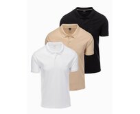 Sada pánských polokošil z pleteného pique úpletu 3-pack - mix V1 Z28 Bílá, XL